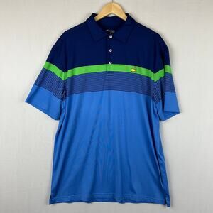 Masters Tech Polo Shirt Golf Blue Green Short Sleeve Men's Size XL